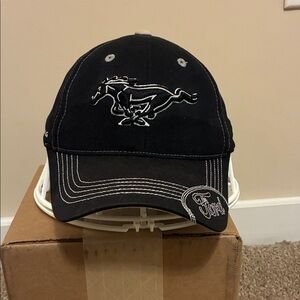 Ford Mustang Hat.  OS.  Adjustable.  Black with white stitching.